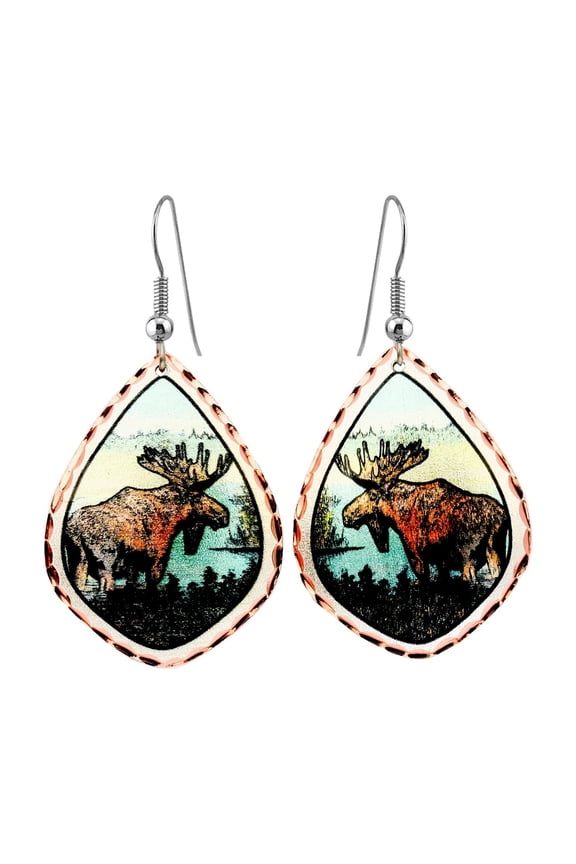 Artisan Alaska Moose Earrings for Women, Handmade Copper Moose Jewelry, Nature-Inspired Wildlife Earrings, Rustic Wearable Art Gift (MooseArt)