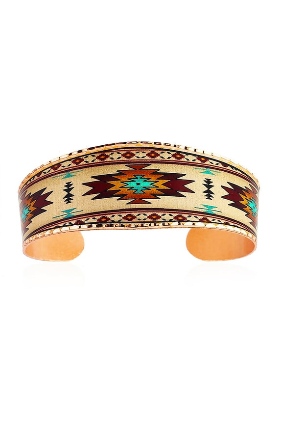 Artisan Copper Geometric Sunburst Cuff Bracelets for Unisex Open-Ended Wide Cuff