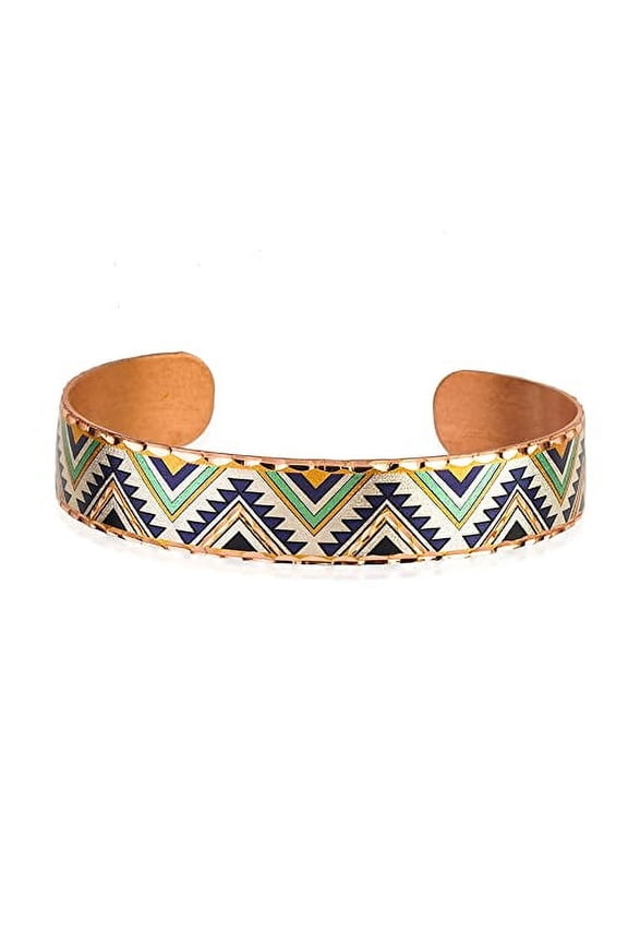 Copper Bracelets Cuff Featuring SW Arts Zigzag Pattern Southwest Jewelry Art Bracelets (Starburst Designs)