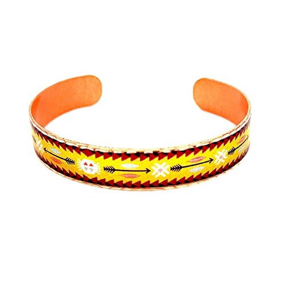 FRONT LINE JEWELRY Copper Bracelets Cuff Featuring Yellow Backdrop Southwest Jewelry Arrow Bracelets (Arrows Yellow)
