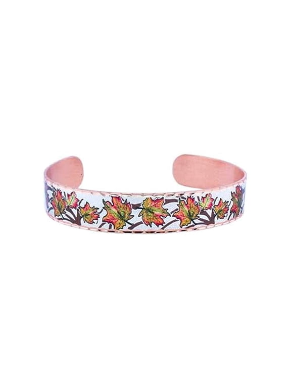 Copper Autumn Bracelet, Open Cuff Maple Leaf Design, Fall Fashion Jewelry for Women, Thanksgiving Gift (MapleLeafCuffs)