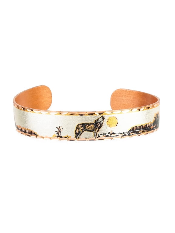 Pure Copper Wolf Cuff Bracelet, Handcrafted Adjustable Unisex Wolf Jewelry, Gift-Boxed Animal Spirit Bracelet(WolfCuff)