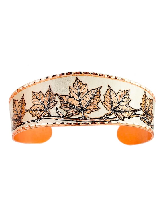 Maple Leaf Bracelet for Women – Tapered Adjustable Copper Cuff | Autumn Jewelry | Fall & Thanksgiving Gift (MapleLeaf)