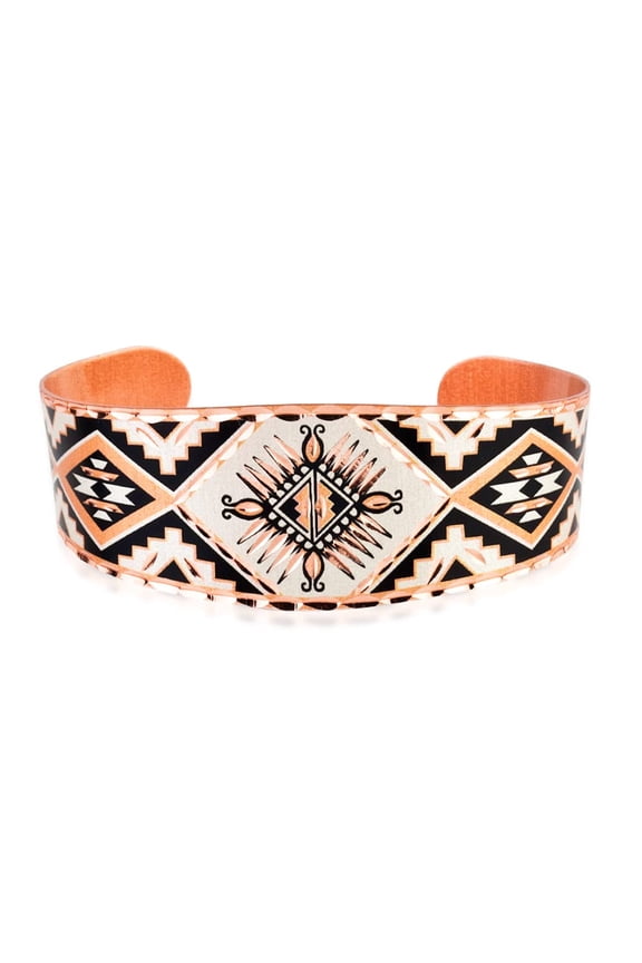Sunburst Copper Cuff Bracelet – Handcrafted Tapered Unisex Native-Inspired Open Cuff Native Jewelry(SunburstCuff)
