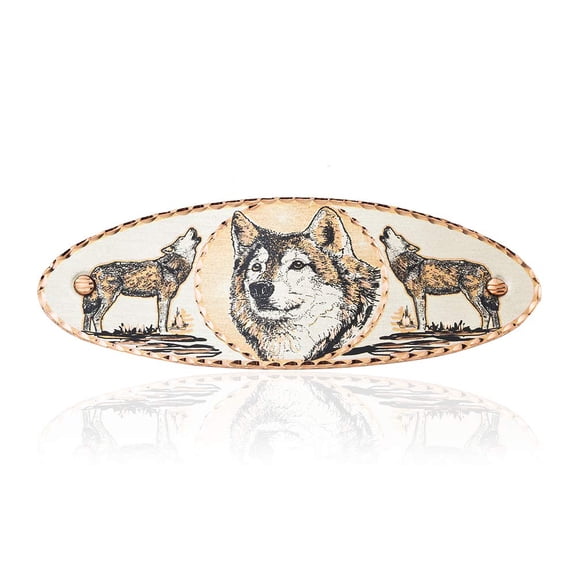 FRONT LINE JEWELRY Womens Artisan Handcrafted Wolf Hair Clips - Copper Hair Barrettes with Silver Backing. No Slip Grip Wolf Hair Accessories(Wolves)