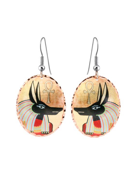 FRONT LINEJEWELRY Ancient Egyptian Eye of Horus Scarab Beetle Lotus Flower Anubis Shu Bastet Cats Isis Goddess Egyptian Horus Bird Earrings (AnubisGod)