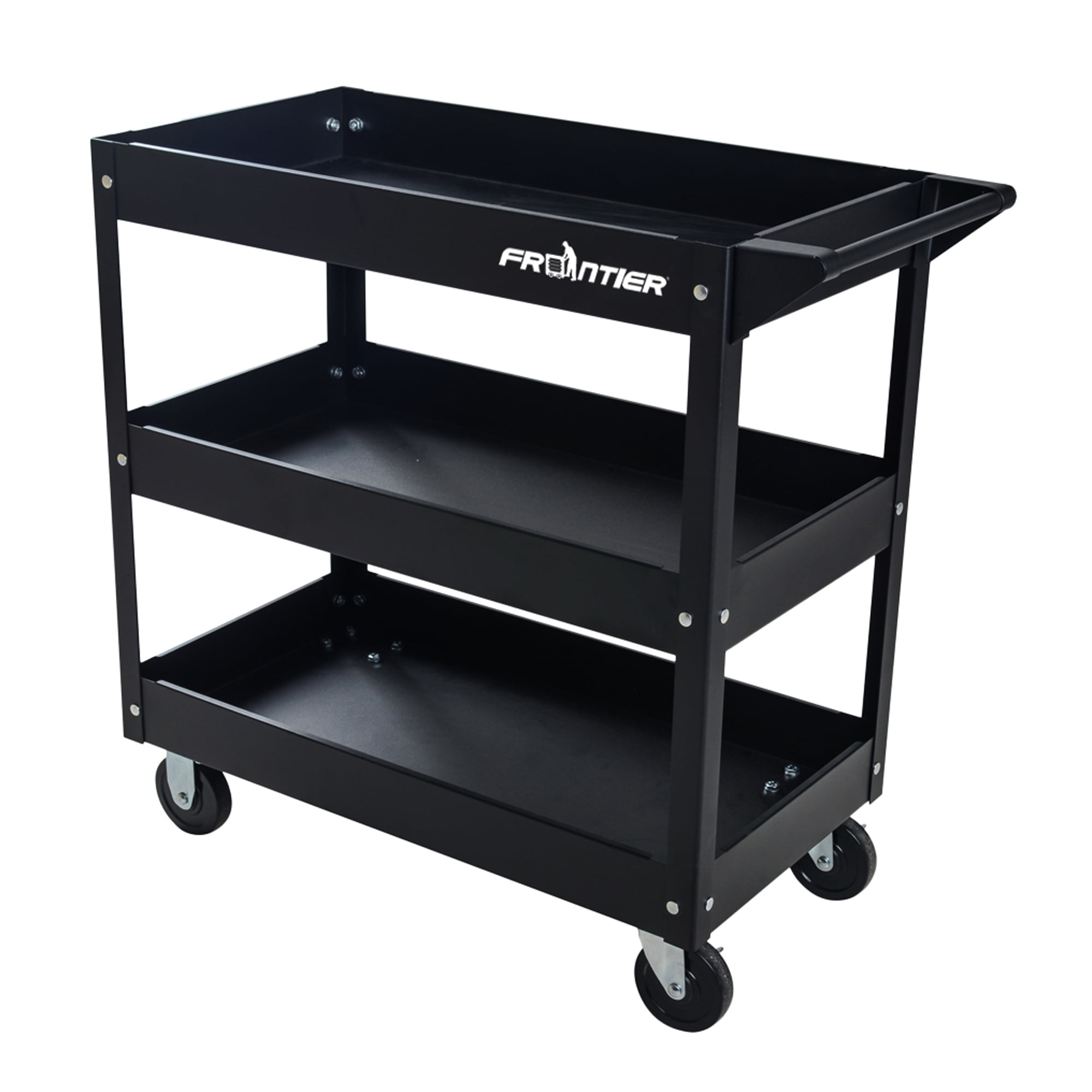 FRONTIER 29 inch 3 Tray Steel Utility Tool Cart Matte Black with