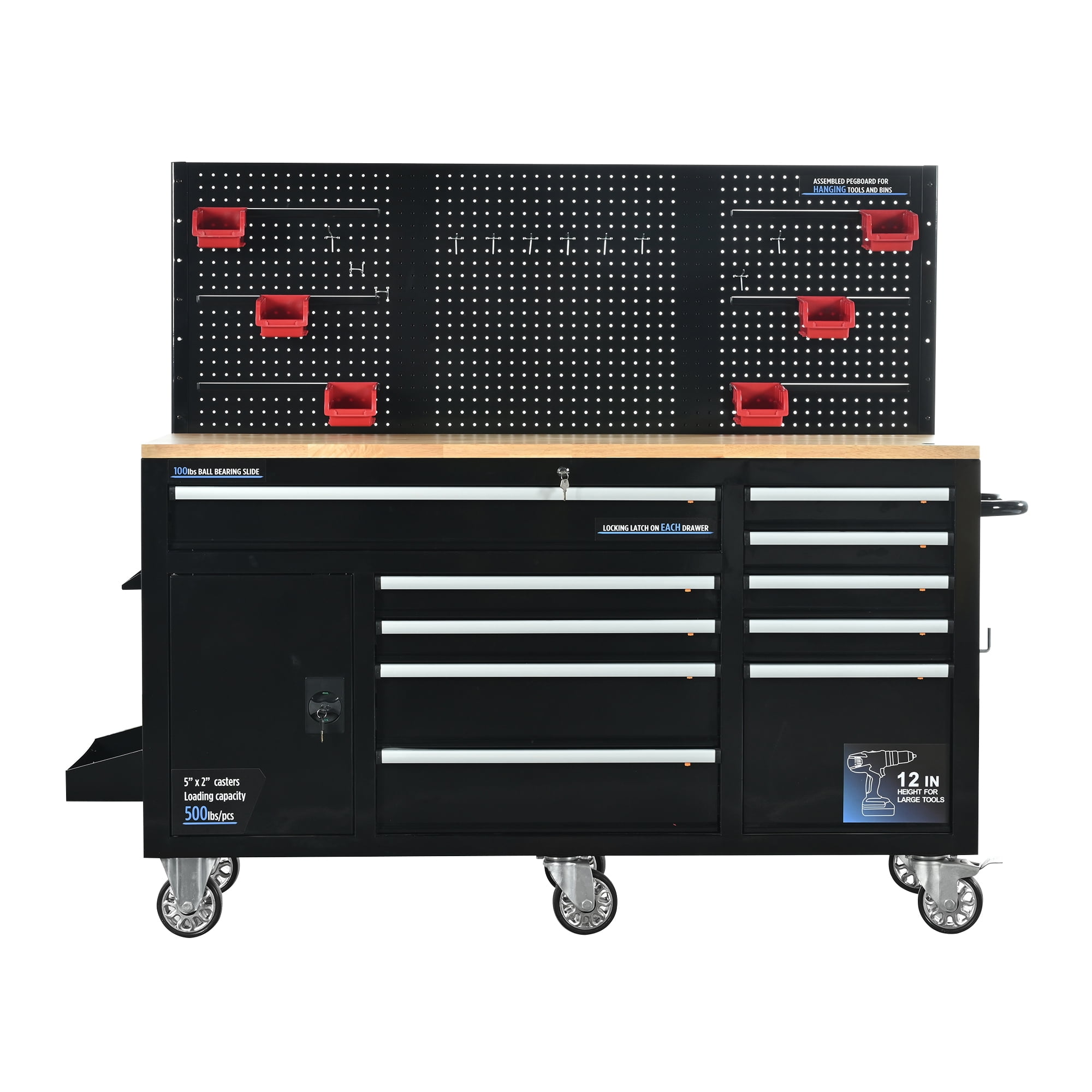 FRONTIER 62 inch 10 Drawer Heavy Duty Mobile Tool Chest, Workstation