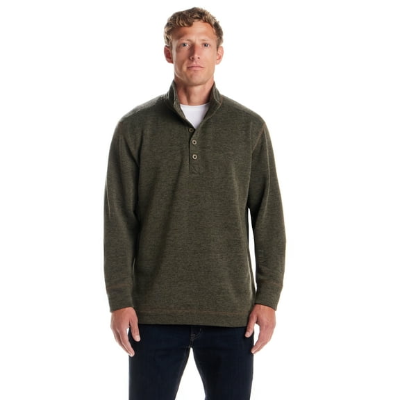 Frontier Threads Men's Long Sleeve Button Mock Neck Sweaterfleece