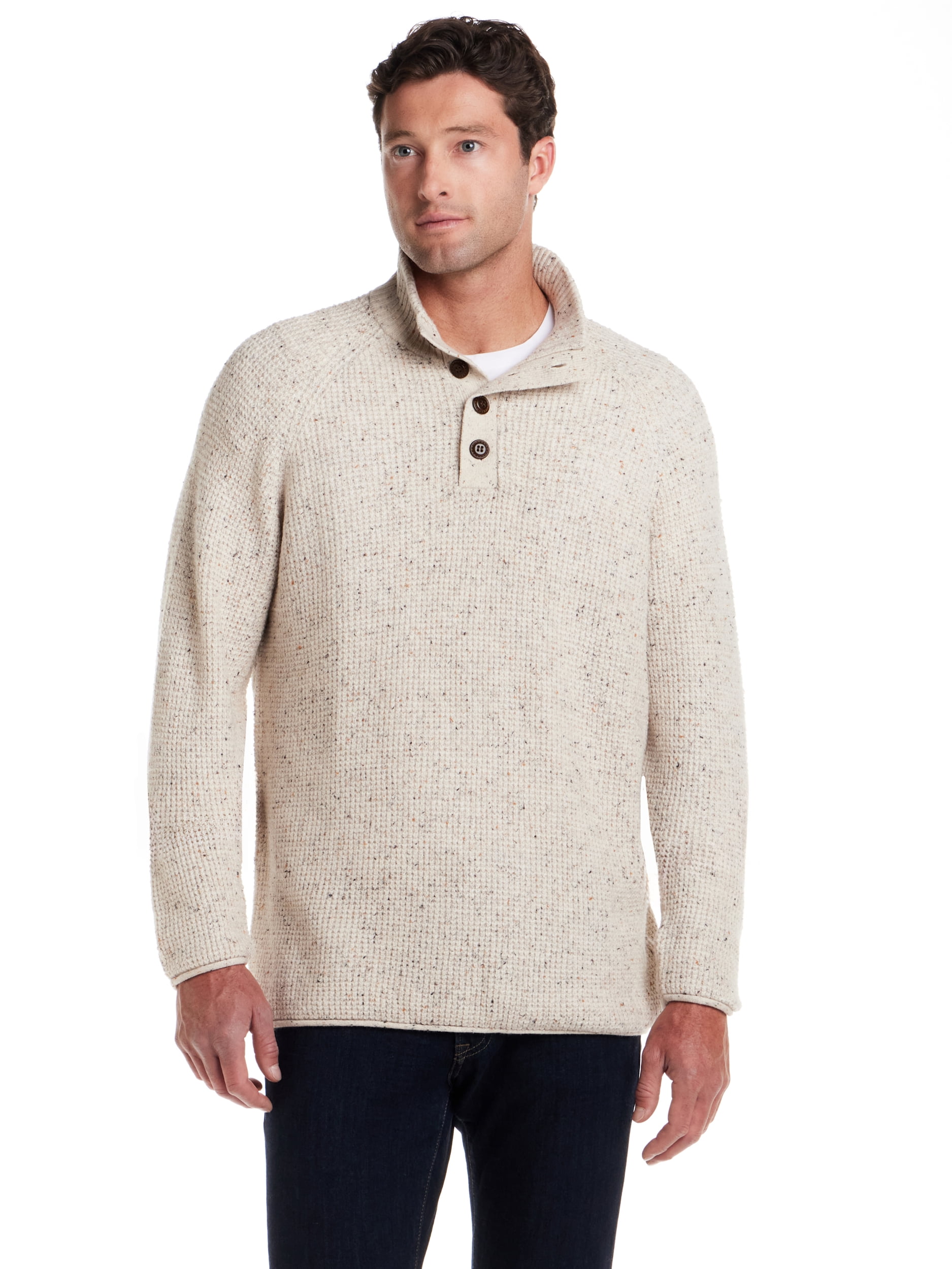 Frontier Threads Men's Donegal Button Mock Neck Sweater