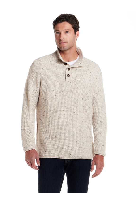 Men's Donegal Button Mock Neck Sweater