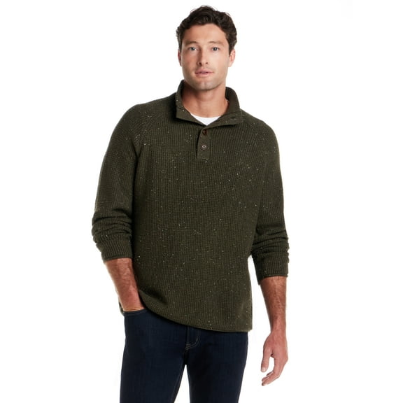 Frontier Threads Men's Donegal Button Mock Neck Sweater