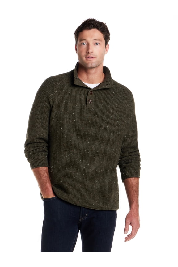 Men's Donegal Button Mock Neck Sweater
