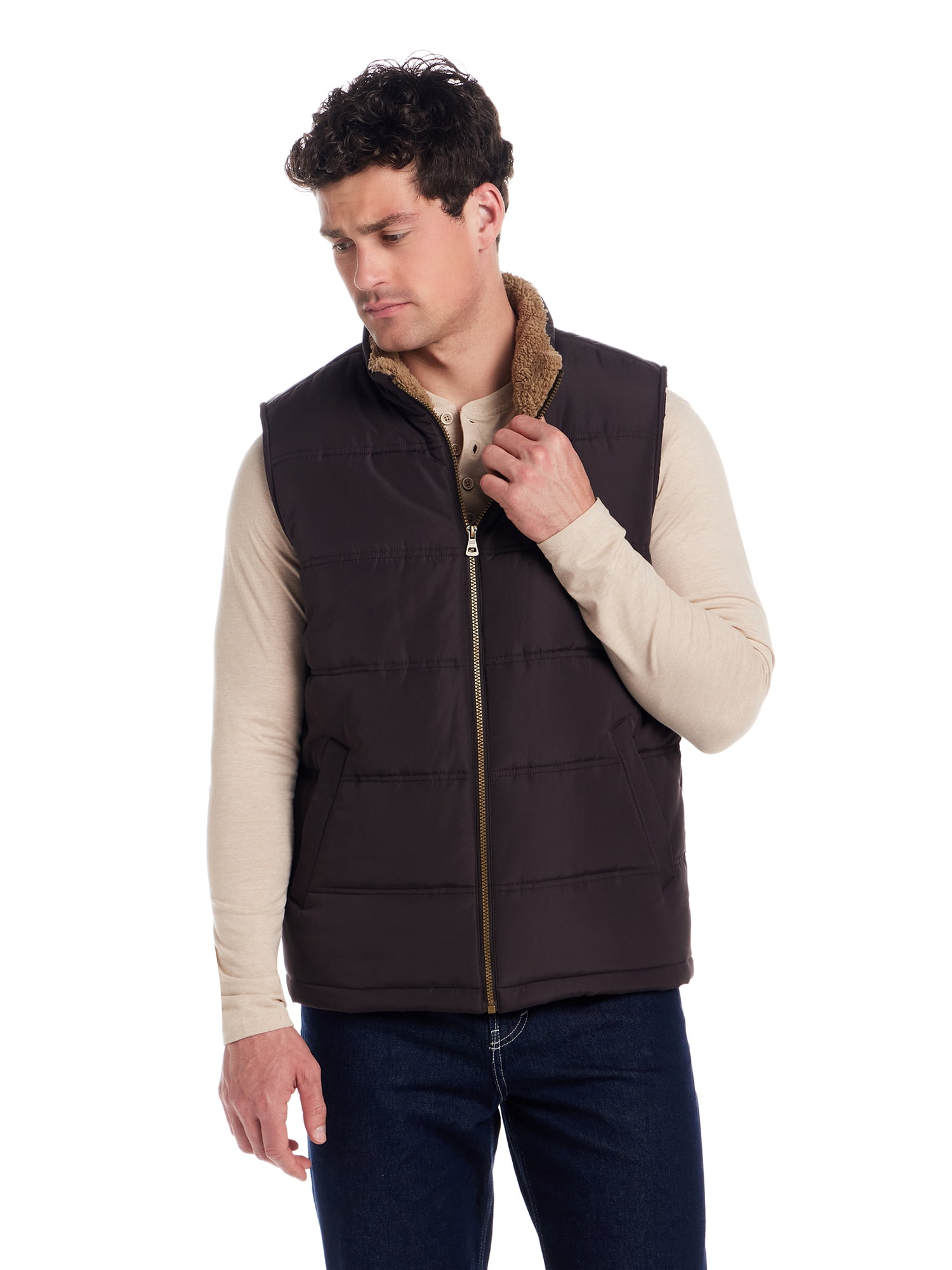 Frontier Threads Men's Sherpa Lined Horizontal Quilted Vest