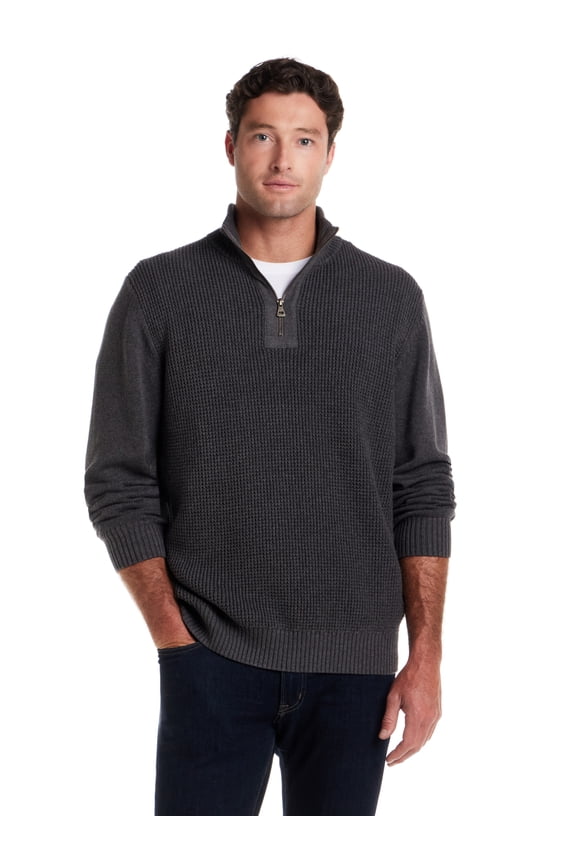Men's Quarter-Zip Cotton Sweater