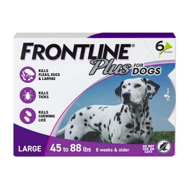 FRONTLINE Plus for Dogs Flea & Tick Large Breed Dog Spot Treatment, 45 - 88 lbs, 6 Count