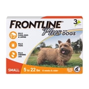 FRONTLINE Plus for Dogs Flea & Tick Small Breed Dog Spot Treatment, 5 - 22 lbs, 3 Count