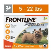 FRONTLINE Plus for Dogs Flea & Tick Small Breed Dog Spot Treatment, 5 - 22 lbs, 3 Count