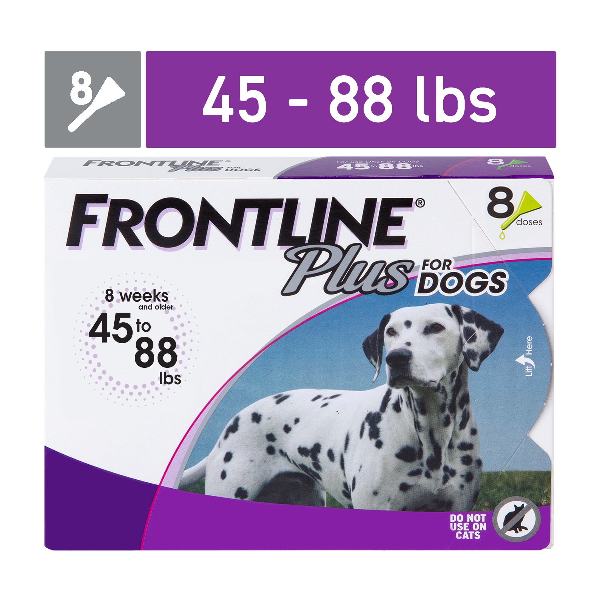 FRONTLINE® Plus for Dogs Flea and Tick Treatment, Large Dog, 45-88 lb,  Purple Box, 3 CT - Walmart.com