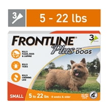 FRONTLINE® Plus for Dogs Flea and Tick Treatment, Small Dog, 5-22 lbs, Orange Box, 3 CT