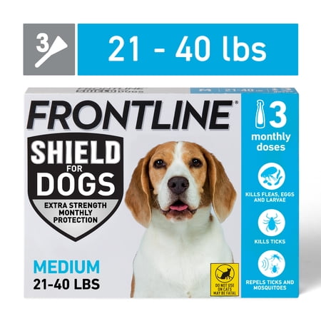 FRONTLINE Shield for Dogs Flea & Tick Treatment, 21-40 lbs, 3 Count