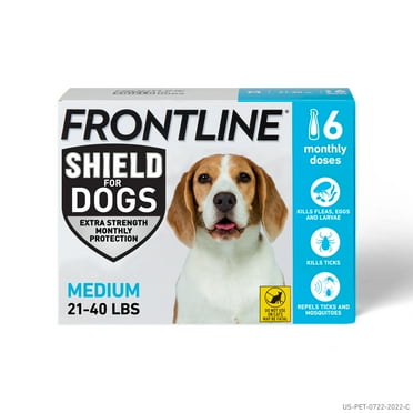 FRONTLINE Shield for Dogs Flea & Tick Treatment, 21-40 lbs, 6 Count