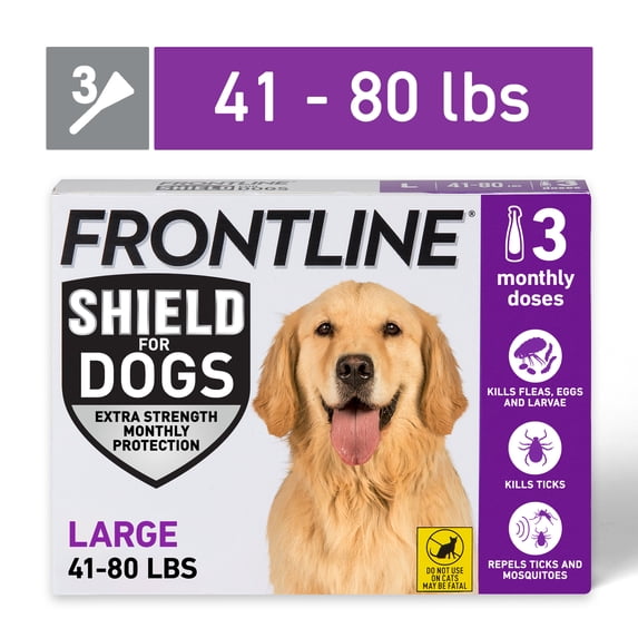 FRONTLINE Shield for Dogs Flea & Tick Treatment, 41-80 lbs, 3 Count