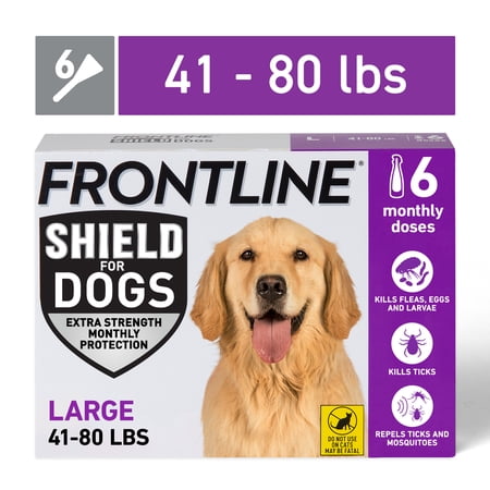 FRONTLINE Shield for Dogs Flea & Tick Treatment, 41-80 lbs, 6 Count