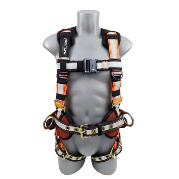 Frontline 100RCTB Reflective Construction Full Body Harness with Tongue Buckle Legs and Trauma Straps