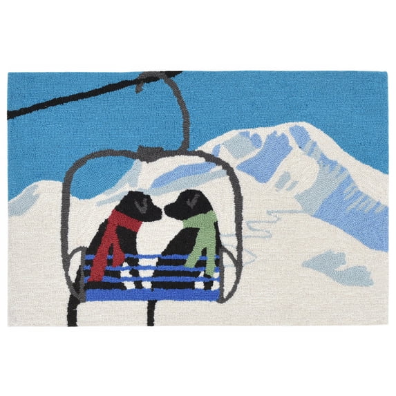 FRONTPORCH 1842/11 SKI LIFT LOVE WINTER - 24"X36" Area Rug by Trans-Ocean