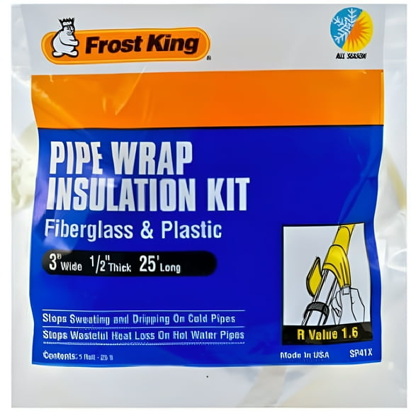 FROST KING 3-Inch x 25-Ft. Fiberglass Pipe Wrap Insulation Kit 1 Pack