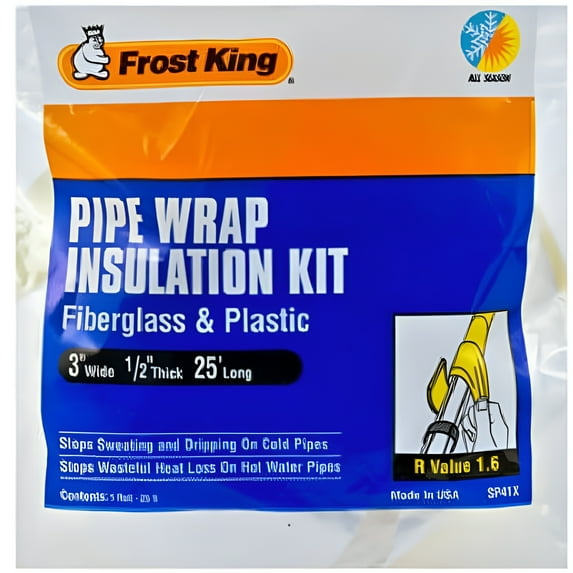 FROST KING 3-Inch x 25-Ft. Fiberglass Pipe Wrap Insulation Kit 1 Pack