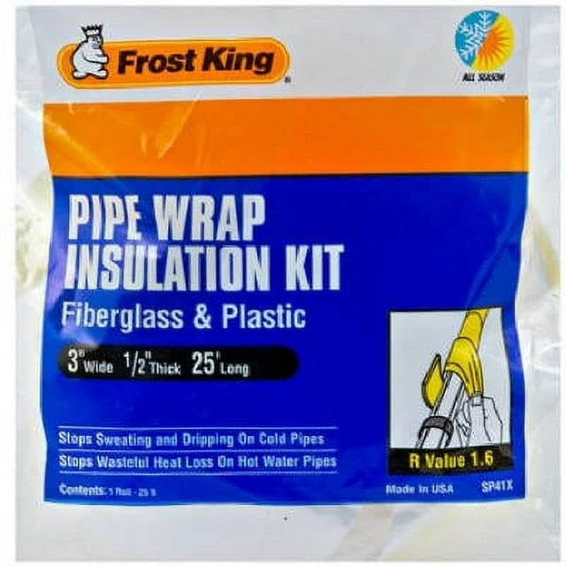 FROST KING 3Inch x 25Ft. Fiberglass Pipe Wrap Insulation Kit 1 Pack
