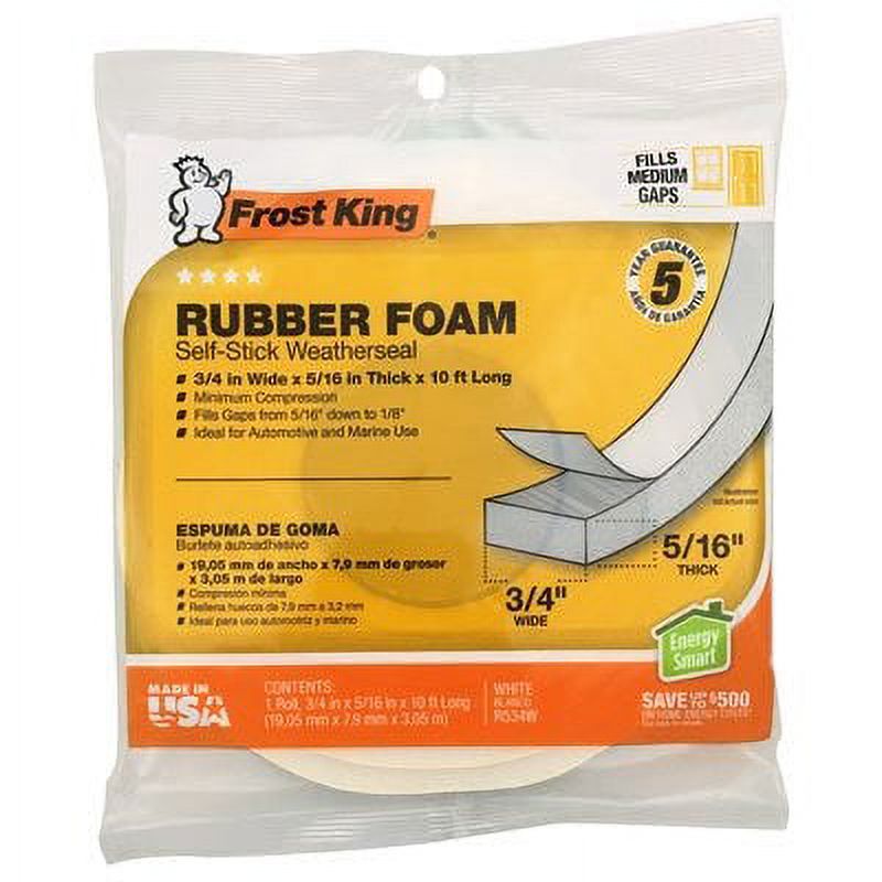FROST KING Rubber Foam Weatherseal Tape, 3/4W x 5/16In. T x 10Ft. 1