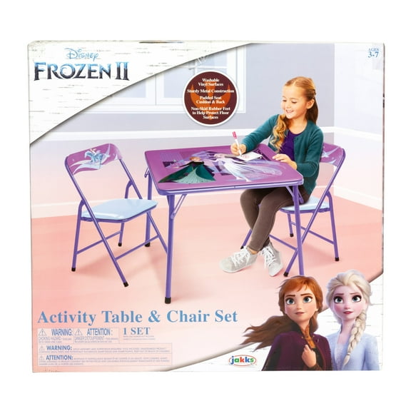 Disney Frozen Kids 3-Piece Activity Table and Chair Set, Purple