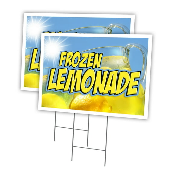 FROZEN LEMONADE 2 Pack Of 18" x 24" Yard Sign & Stake outdoor plastic window | Advertise Your Business | Stake Included Image On Front Only | Made in The USA