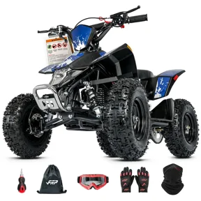 FRP 40cc Gas Powered ATV, 4-Stroke Engine Quad with Front & Rear Disc Brakes, Adjustable Speed Control, Pull Start Off-Road ATV