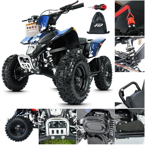 FRP 40cc Gas Powered ATV, 4-Stroke Engine Quad with Front & Rear Disc Brakes, Adjustable Speed Control, Pull Start Off-Road ATV