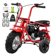 FRP 40cc Gas Powered Mini Bike Bundle Training Wheels for New Rides, 4-Stroke Off Road Mini Bike, Youth Pocket Bike with Pull Start & Disc Brake, 18 MPH Max Speed Red