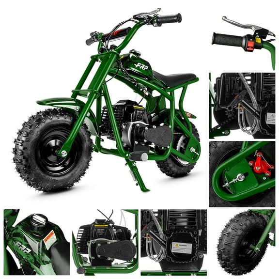 FRP 50cc Gas Dirt Bike - Green Mini Motorcycles for Young Riders, Gas Powered Mini Bike with Safety Kill Switch, Tubeless Tires, Easy Pull Start, and EPA Approved (Green)