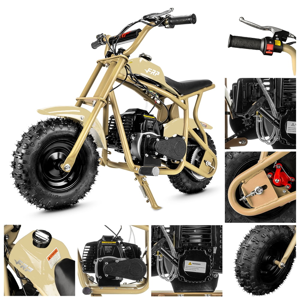 FRP 50cc Gas Dirt Bike - Mini Motorcycles for Young Riders, Gas Powered Mini Bike with Safety Kill Switch, Tubeless Tires, Easy Pull Start, and EPA Approved (Yellow)