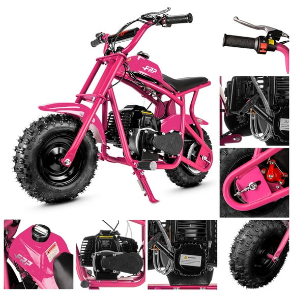 FRP 50cc Gas Dirt Bike - Pink Mini Motorcycles for Young Riders, Gas Powered Mini Bike with Safety Kill Switch, Tubeless Tires, Easy Pull Start, and EPA Approved (Pink)