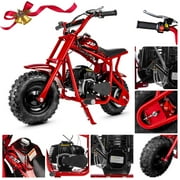 FRP 50cc Gas Dirt Bike - Red Mini Motorcycles for Young Riders, Gas Powered Mini Bike with Safety Kill Switch, Tubeless Tires, Easy Pull Start, and EPA Approved (Red)
