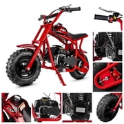 FRP 50cc Gas Dirt Bike - Red Mini Motorcycles for Young Riders, Gas Powered Mini Bike with Safety Kill Switch, Tubeless Tires, Easy Pull Start, and EPA Approved Red