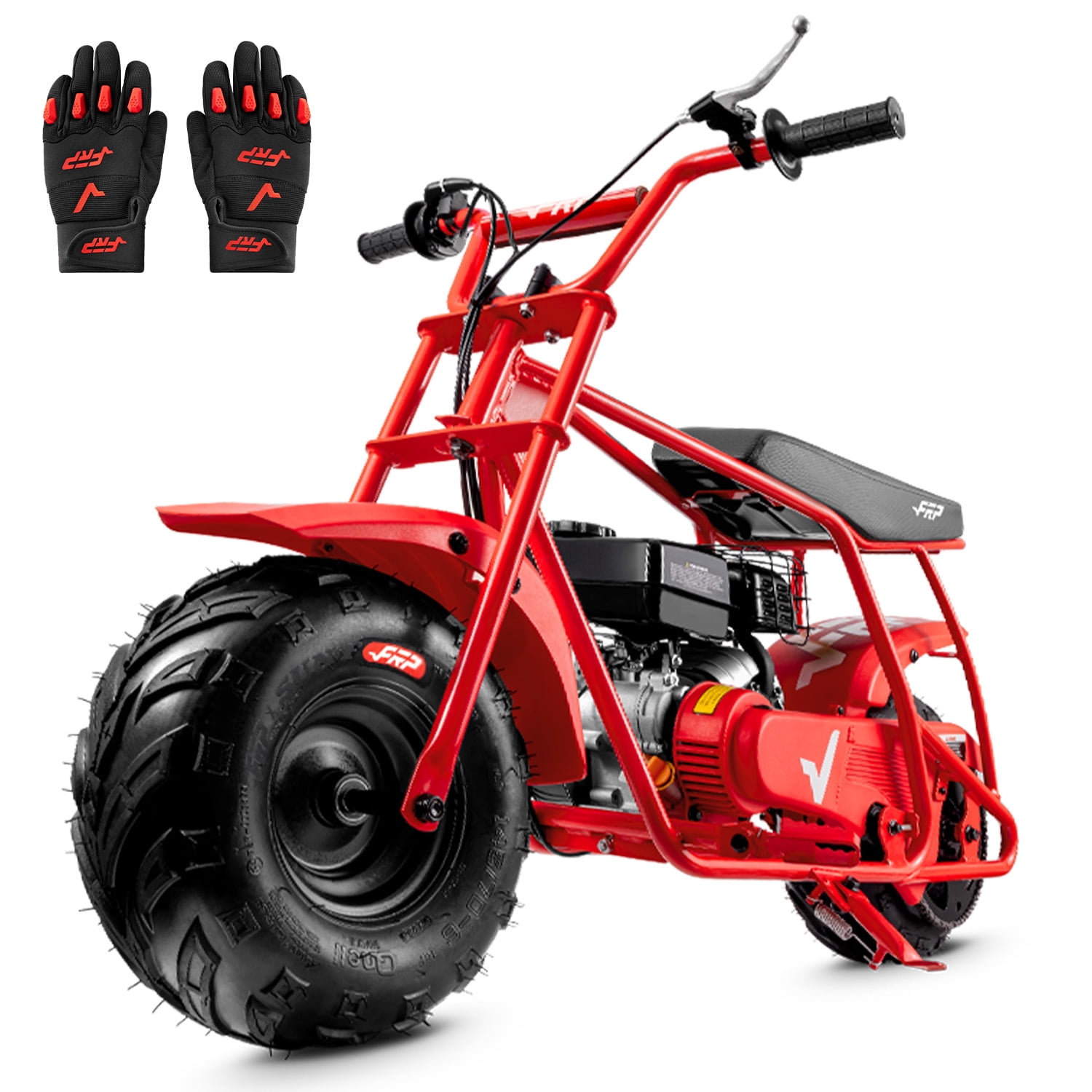 FRP Basic Package GMB100 Gas Powered Mini Dirt Bike 99CC for Teens and Adults, 28MPH Off Road Motorcycle with SunF Street Tires, Up to 220 LBS - Red