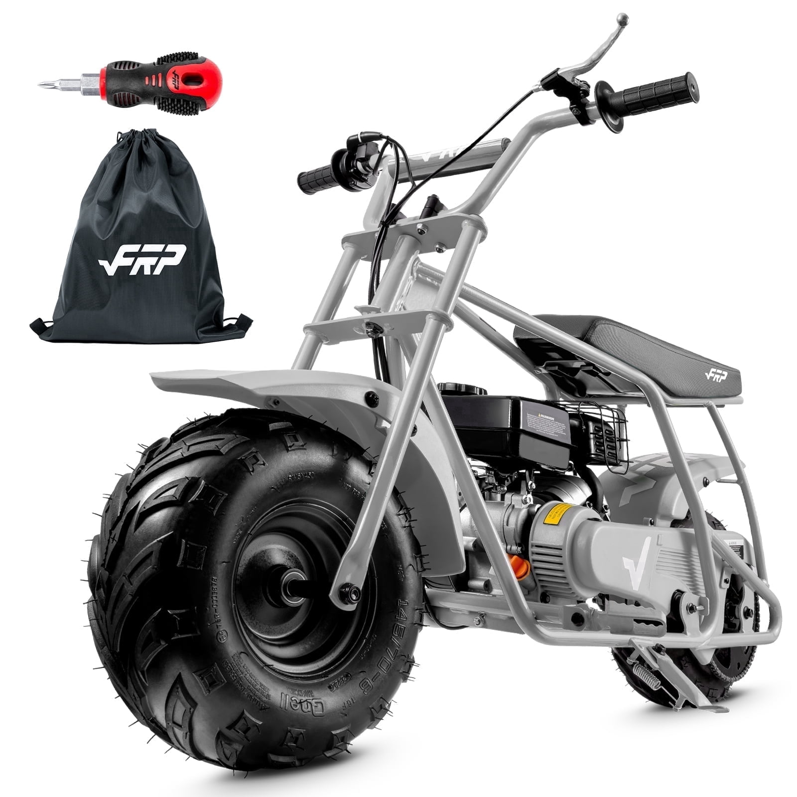FRP Basic Package GMB100 Gas Powered Mini Dirt Bike 99CC for Teens and Adults, 28MPH Off Road Motorcycle, Weight Support Up to 220 LBS - Gray