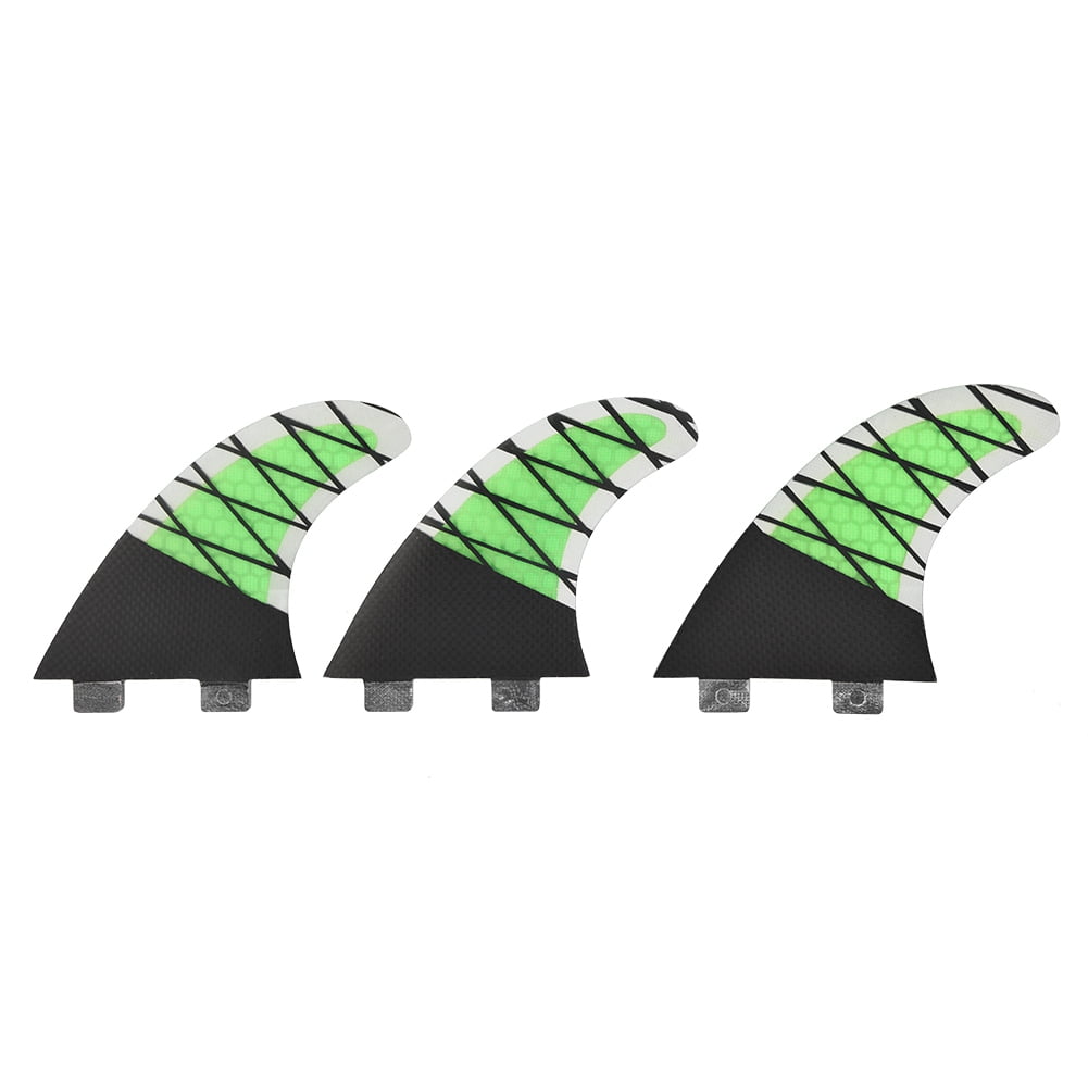 Surfboard Finnen Set FCS G5 Tri Thruster - Grün/schwarz, Fiberglas (3er Set)