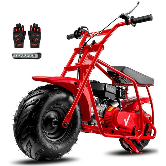 FRP Enhanced Package GMB100 Gas Powered Mini Dirt Bike 99CC for Teens and Adults, 28MPH Off Road Motorcycle, Weight Support Up to 220 LBS - Red