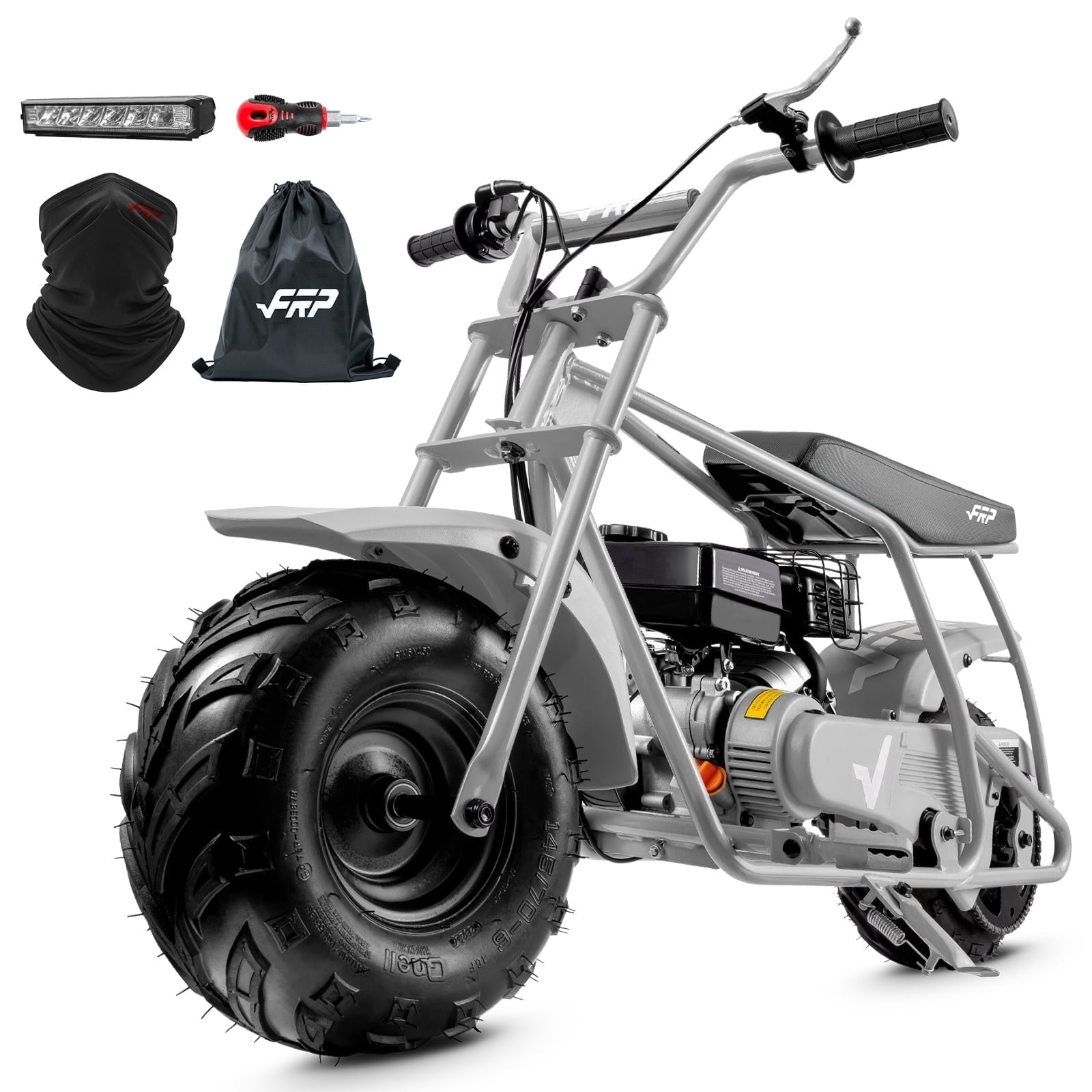 FRP Enhanced Package GMB100 Gas Powered Mini Dirt Bike 99CC for Teens and Adults, 28MPH Off Road Motorcycle, Weight Support Up to 220 LBS - Gray