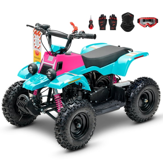 FRP FA40-NEO 40cc Teen Gas ATV, Gas Powered 4 Wheeler for Teens 13+, 4-Stroke Beginner ATV, Up to 13 MPH, Adjustable Speed, Safety Switches, Front & Rear Brakes - Pink
